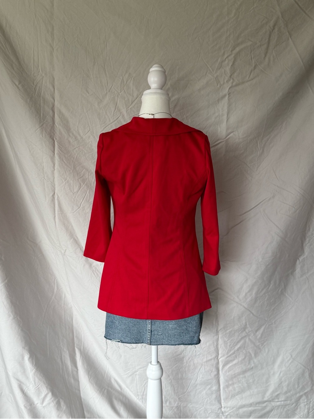 Calvin Klein Red Ruffle Open-Front Jacket - Picture 5 of 8
